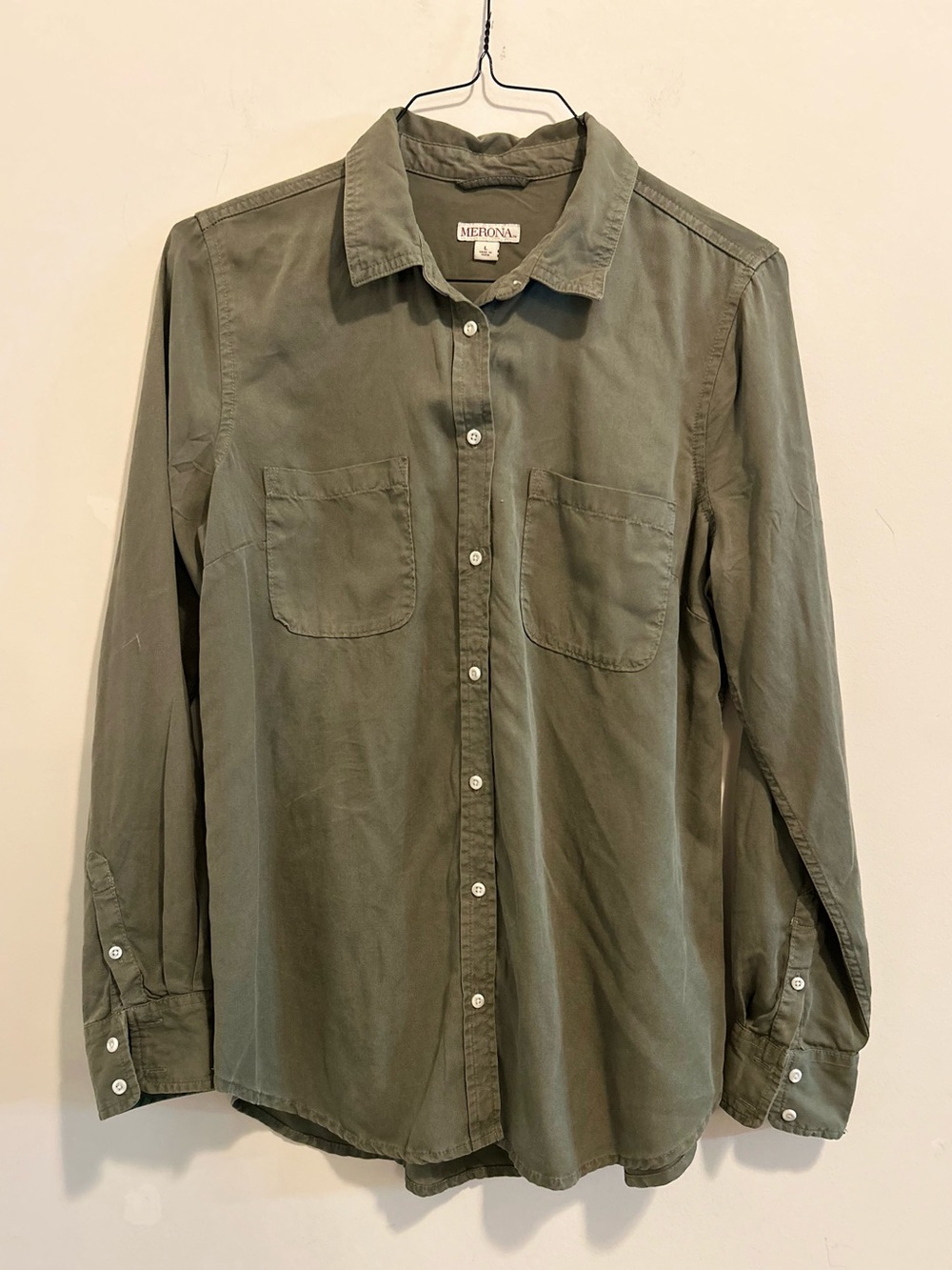Merona Olive Green Casual Button-Down Shirt